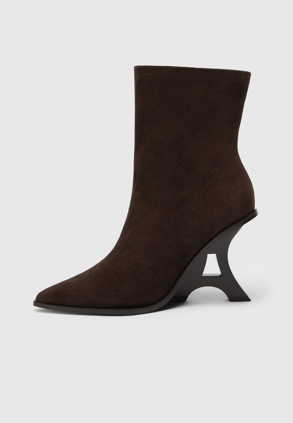 Heeled suede boot in espresso