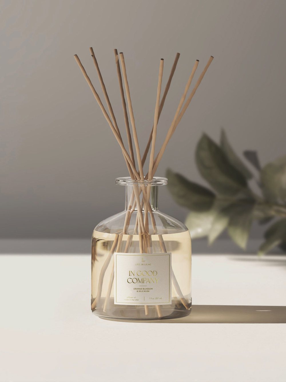 In Good Company reed diffuser in a glass bottle