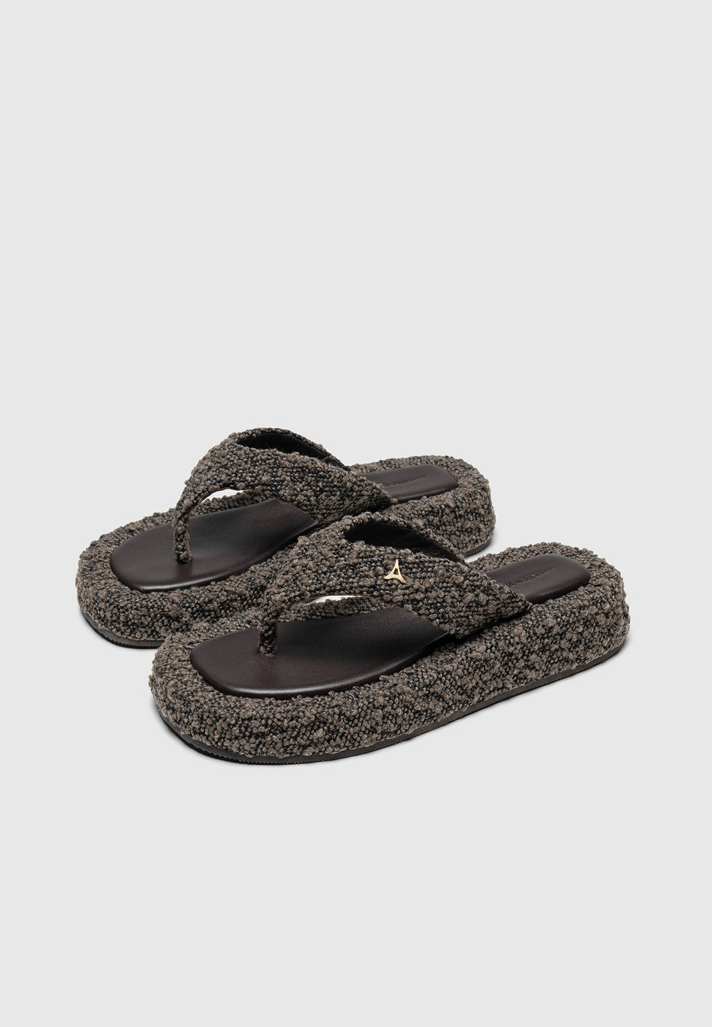 Boucle flatform sandals in brown