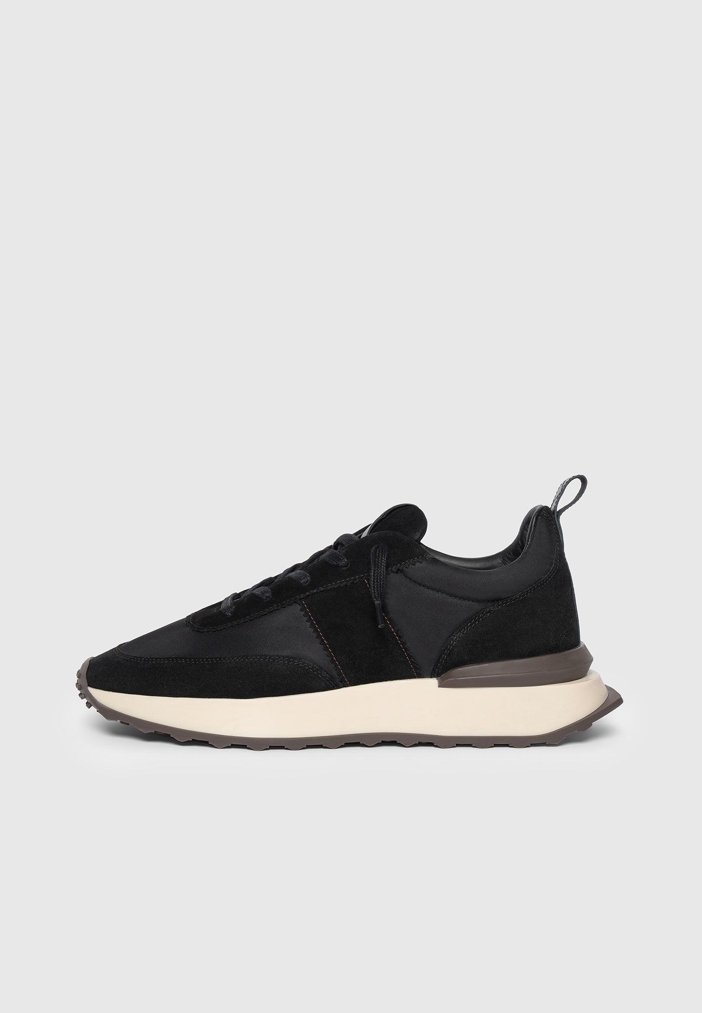 Monaco Suede & Nylon Runner in black