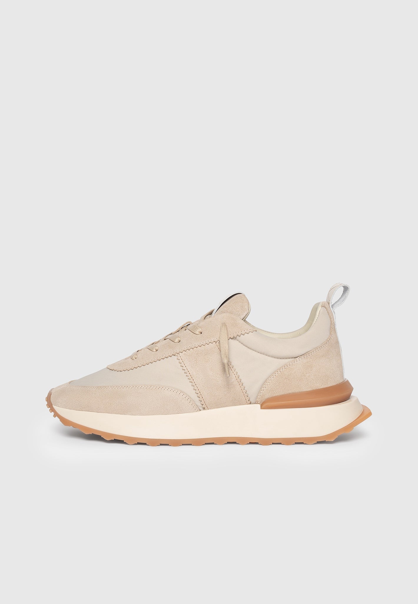 Monaco Suede & Nylon Runner in cream
