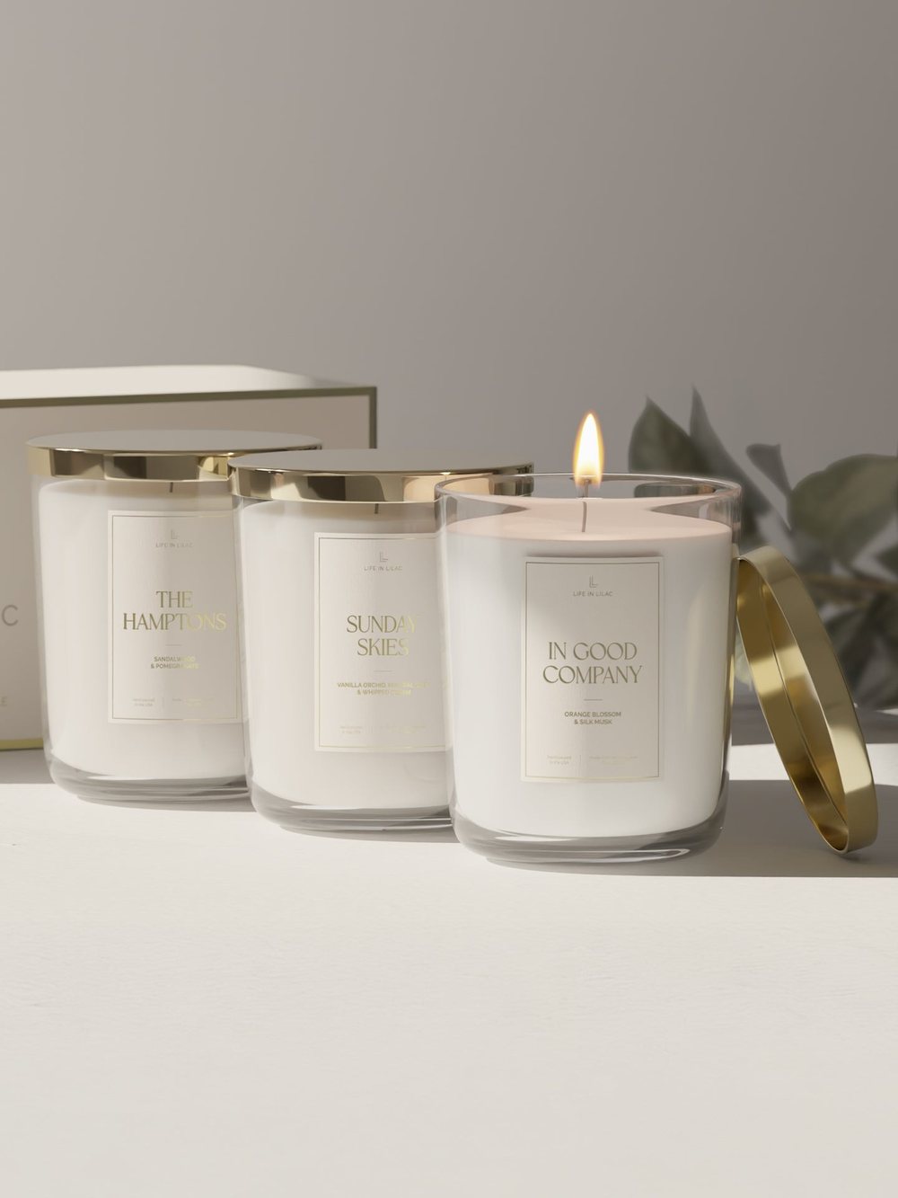 Three spring soy candles with a gift box