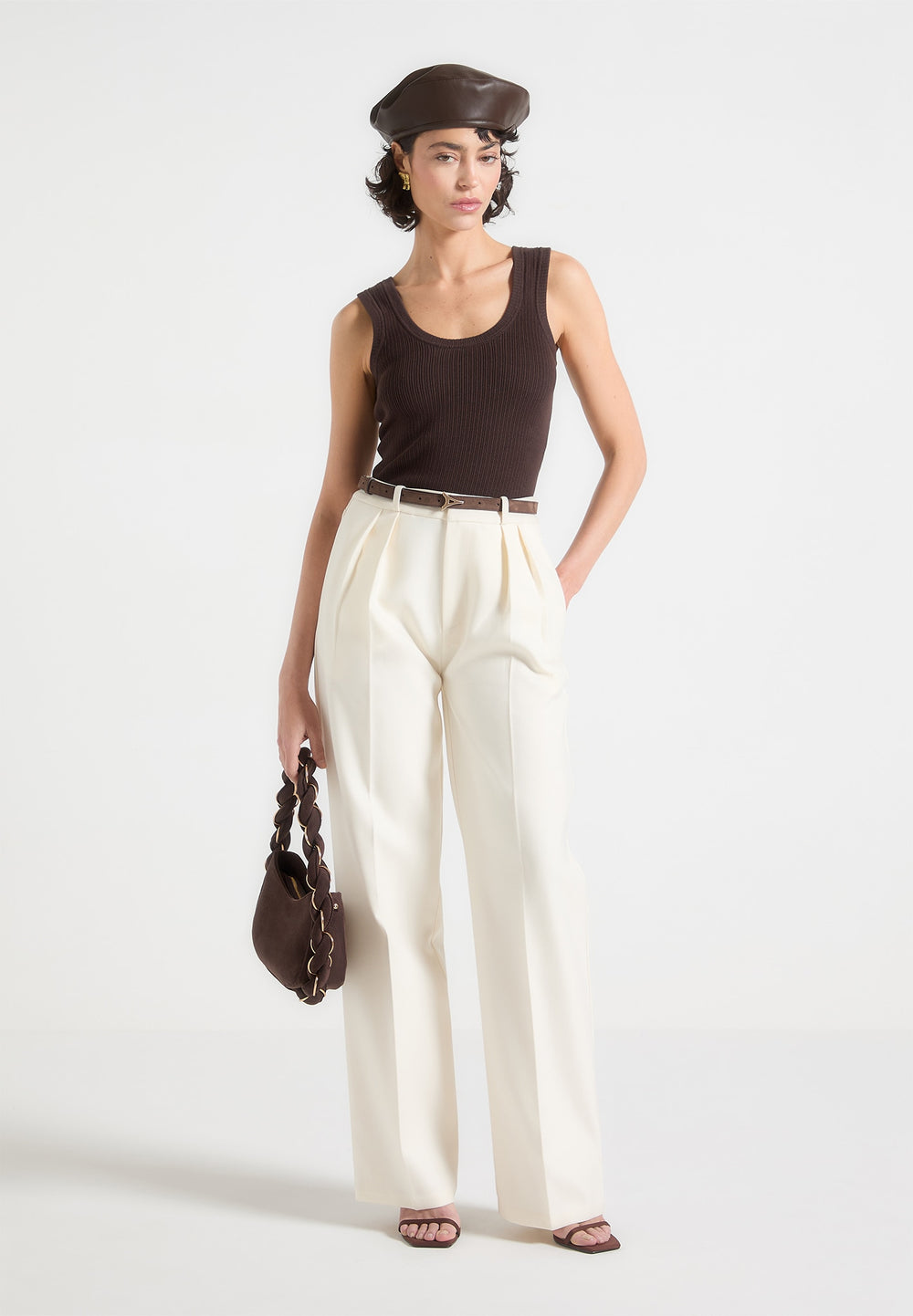 Wide Leg Trousers in cream